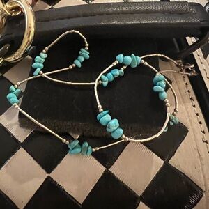 Turquoise Chip Liquid Silver Necklace